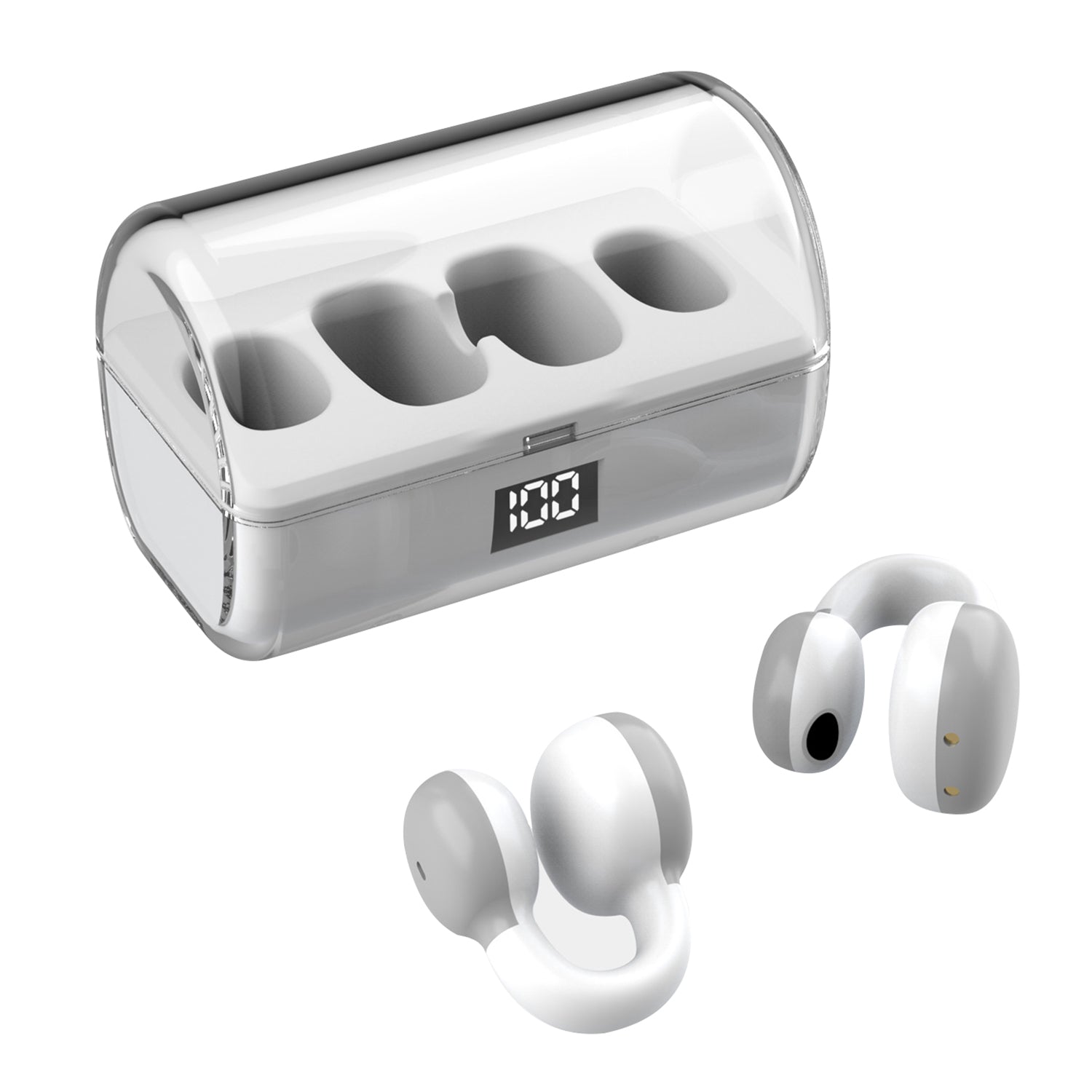 FK8 Bone Conduction Bluetooth-øretelefoner Ear Clip-hovedtelefoner med digitalt display-opladningsetui FK8 Bone Conduction Bluetooth-øretelefoner Ear Clip-hovedtelefoner med digitalt display-opladningsetui